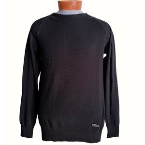 mens size XL black lightweight crew neck sweater jumper knit Belstaff